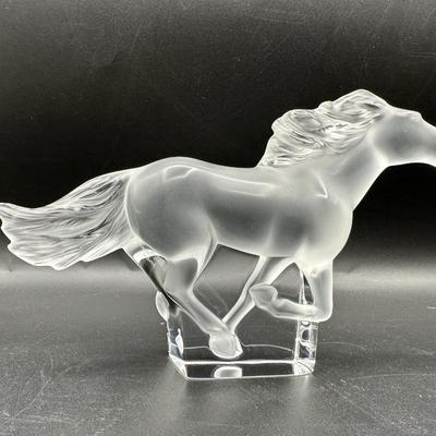Lalique Kazak Horse Sculpture Clear Crystal