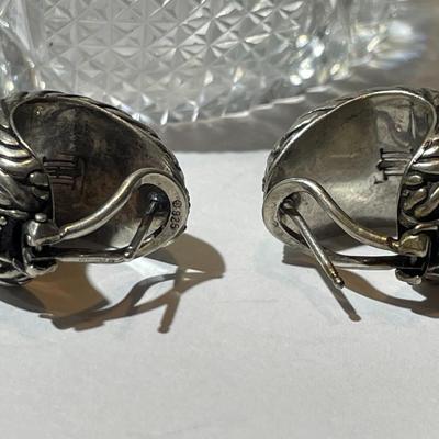 Vintage Estate .925 Sterling Silver & 18K Gold French Back Earrings in Good Preowned Condition.