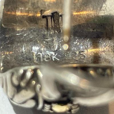 Vintage Estate .925 Sterling Silver & 18K Gold French Back Earrings in Good Preowned Condition.