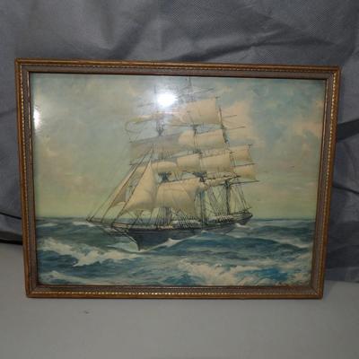 Framed Vintage Ship Print
