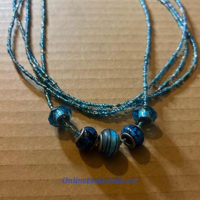 BLUE BEADED NECKLACE