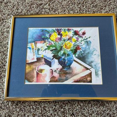 3 - FLORAL SIGNED WATERCOLOR PAINTINGS