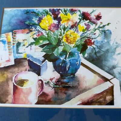 3 - FLORAL SIGNED WATERCOLOR PAINTINGS