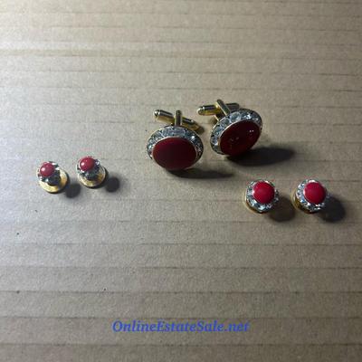 GOLD AND RED CUFFLINKS