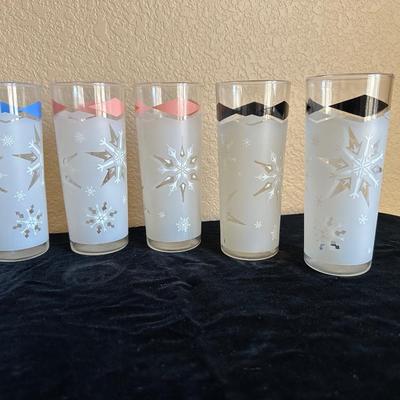 VINTAGE ATOMIC FROSTED SNOWFLAKE DRINKING GLASSES