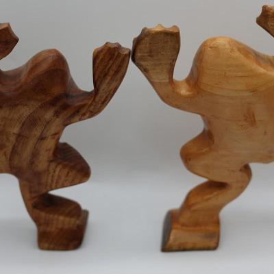 Two Wood Carved Frogs Decor by Cairo