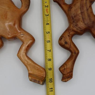 Two Wood Carved Frogs Decor by Cairo
