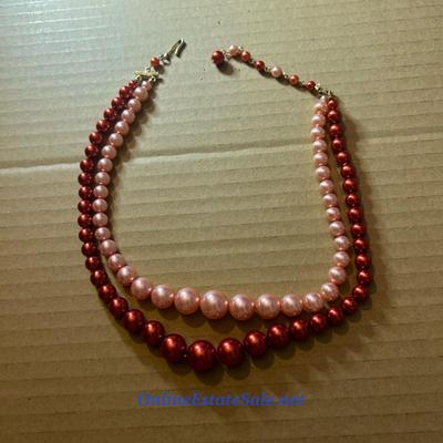 RED AND PINK PEARL NECKLACE