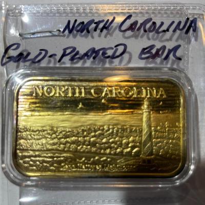 Vintage North Carolina 18k Gold-Plated Bar as Pictured.