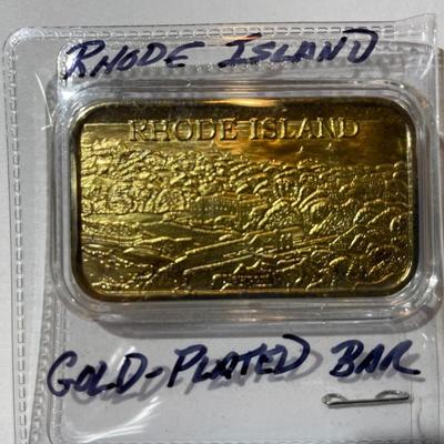 Vintage Rhode Island 18k Gold-Plated Bar as Pictured.