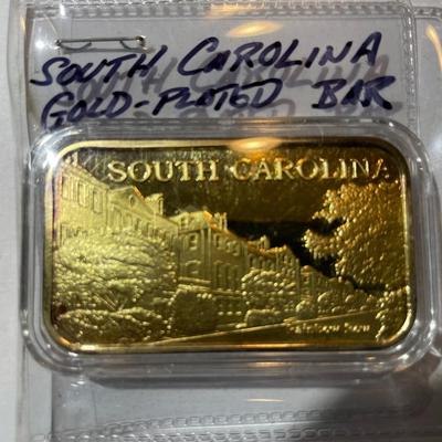 Vintage South Carolina 18k Gold-Plated Bar as Pictured.
