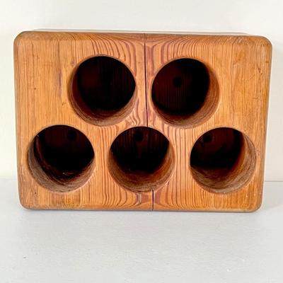 Vtg. Solid Wood Custom Made 5 Bottle Wine /Liquor Holder