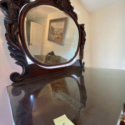 Vintage Mahogany Seven Drawer Dresser with Mirror