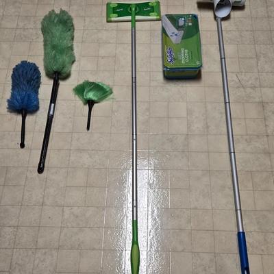 Swifter, Swifter Pads, Woolite Scrubber, and Dust Wands