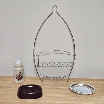 Shower Caddy, (2) Soap Dishes and (1) Soap Dispenser