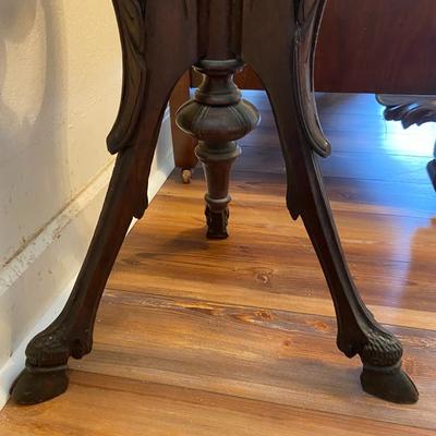 Antique Walnut Pedestal Table With Marble Top