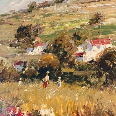 Vintage Framed Impressionist Countryside Oil on Canvas, Signed S. Razin