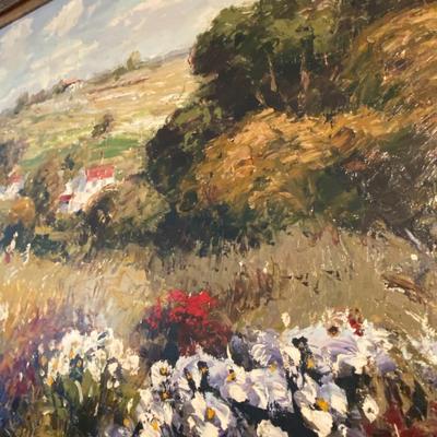 Vintage Framed Impressionist Countryside Oil on Canvas, Signed S. Razin