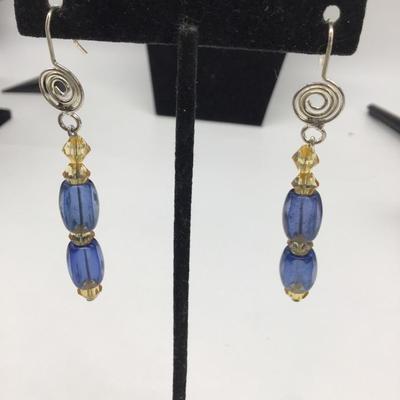 Dangle blue fashion earrings