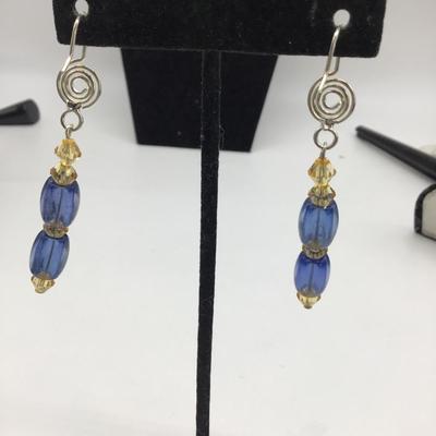 Dangle blue fashion earrings