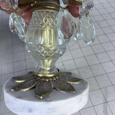 Brass, Glass & Marble Hollywood Regency Candle Sticks