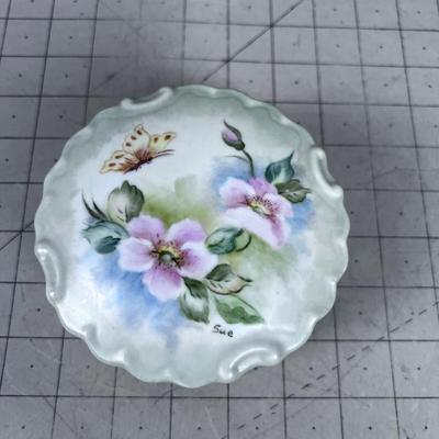 Antique Hand Painted Porcelain Dresser Jar