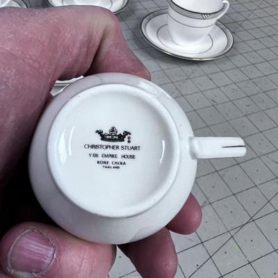 (4) Christopher Stuart Empire House Bone China Tea Cup and Saucer
