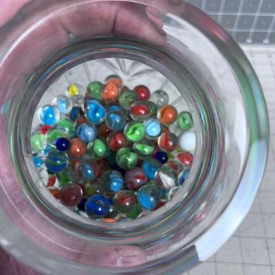 Crystal Cut Glass Heavy Vase full of Marbles