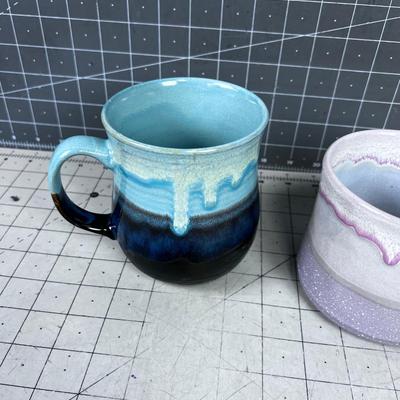 2 Hand Crafted Ceramic MUGS, Bob Marlin