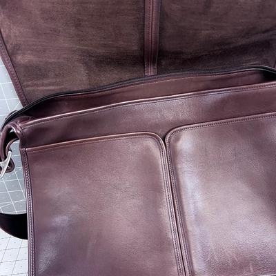 COACH Brown Leather Bag for Laptop of Briefcase with Strap, Genuine Made in America COACH
