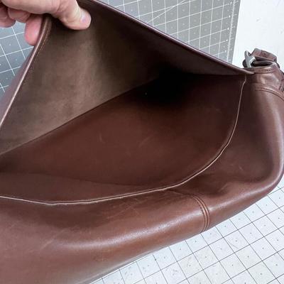 COACH Brown Leather Bag for Laptop of Briefcase with Strap, Genuine Made in America COACH