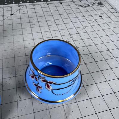 Hand Painted Blue Glass DRESSER Set 