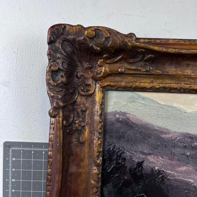 Oil On Board, Landscape with Heavy Wood & Plaster Frame