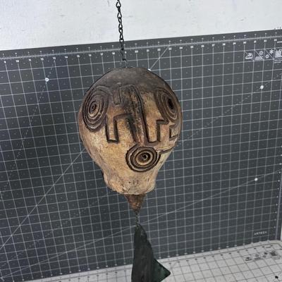 Vintage TIKI Style Ceramic and Copper Wind Chime