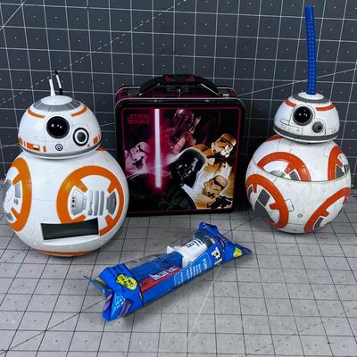 STAR WARS ITEMS: Clock, Tippy Cup, Pez, 