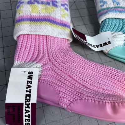 2 Sweater Mate Pastel Knit Slippers. 
