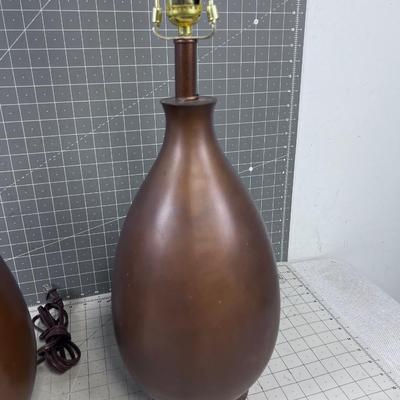 Pair of Table Lamps Bronze COLOR Ceramic