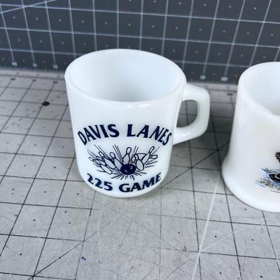 2 Vintage Fire King Coffee Mugs Bowling and Canadian Geese