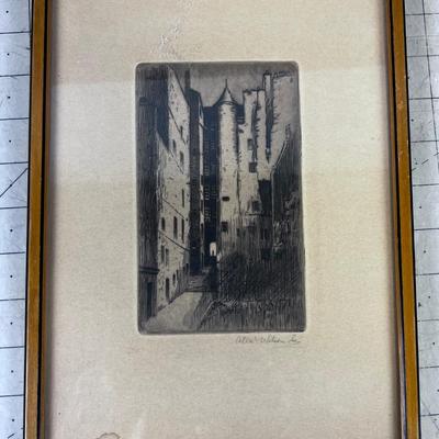 Antique  BLOCK Print or Etching, Signed