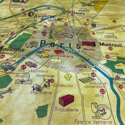 Paris Map Paper On Scrolls 