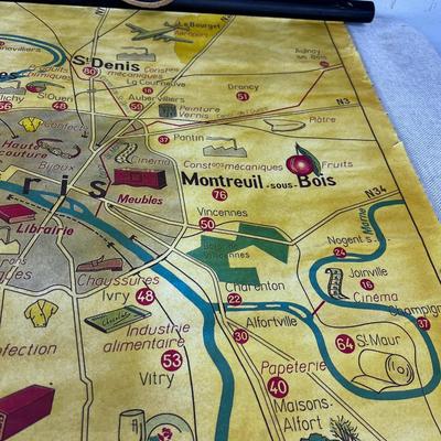 Paris Map Paper On Scrolls 
