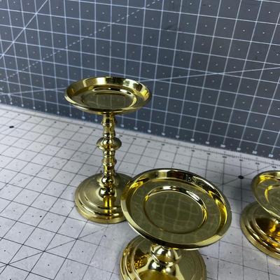 3 Brass Candle Sticks