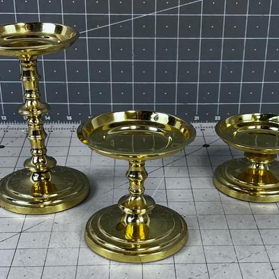 3 Brass Candle Sticks