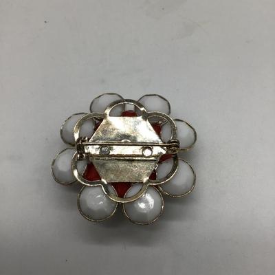 Red white and blue flower pin