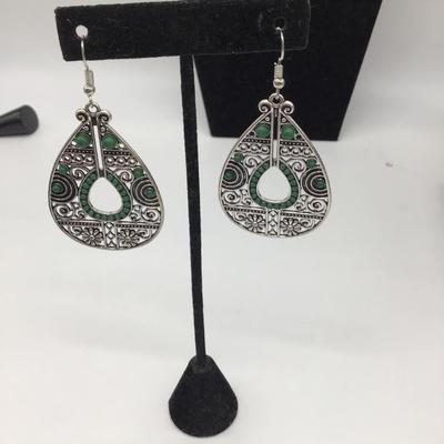 Green fashion earrings