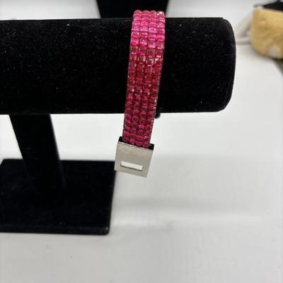 Pink faux rhinestone bracelet