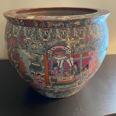 Antique Chinese Porcelain Famille Rose Fish Bowl Planter