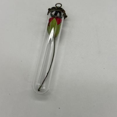 Rose in tube necklace charm