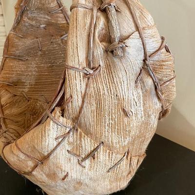 OLD Handcrafted Natural Fiber and Wood Basket