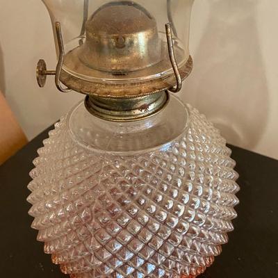 Vintage Hobnail Glass Hurricane Lamp